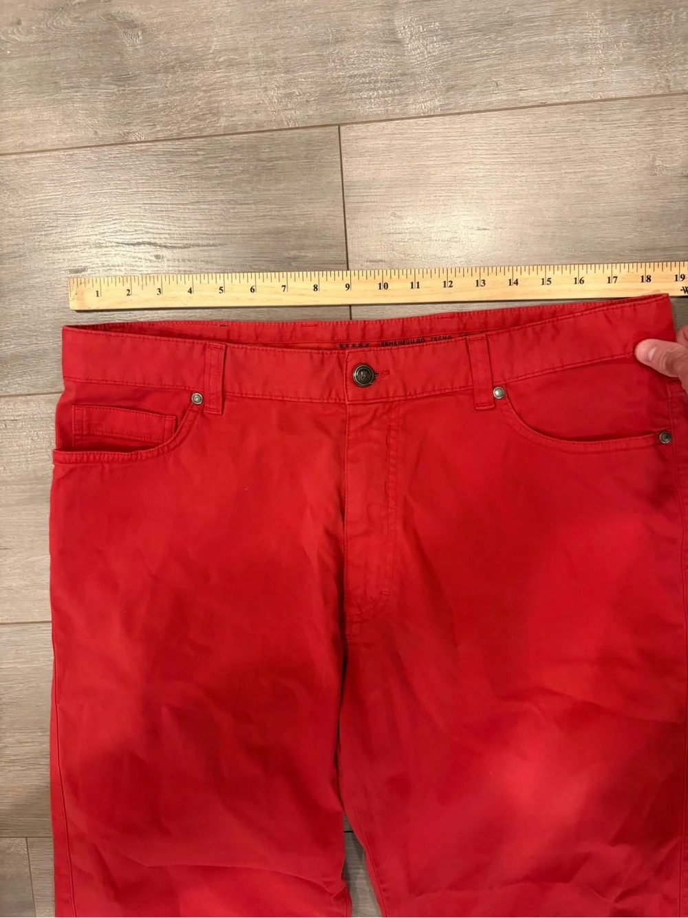Ermenegildo Zegna Roccia Jeans Mens 38x29 Red Straight Stretch Pants